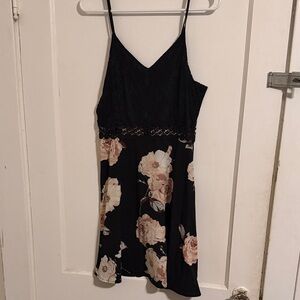 SHEIN Black and Pink Floral Dress
